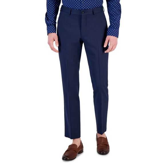 Armani Exchange Men's High Blue Solid Suit Pants - Picture 1 of 1